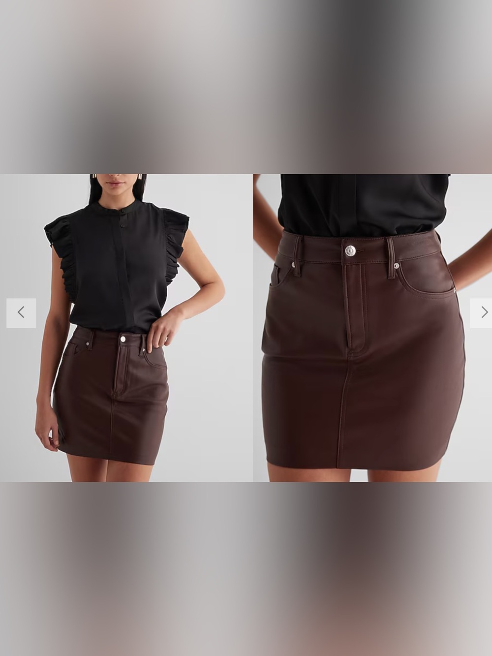 Express Faux Leather Mini Skirt in Brown